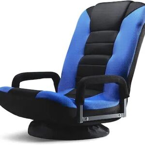 Gaming Chair with Armrests and Swivel - Black and Blue